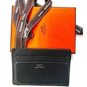 Hermes Citizen Twill Card Holder Evercolor Black Calfskin Leather